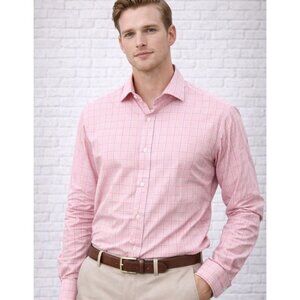 Burberry London Pink Long Sleeve Graphic Check Button Front Shirt 16.5/35